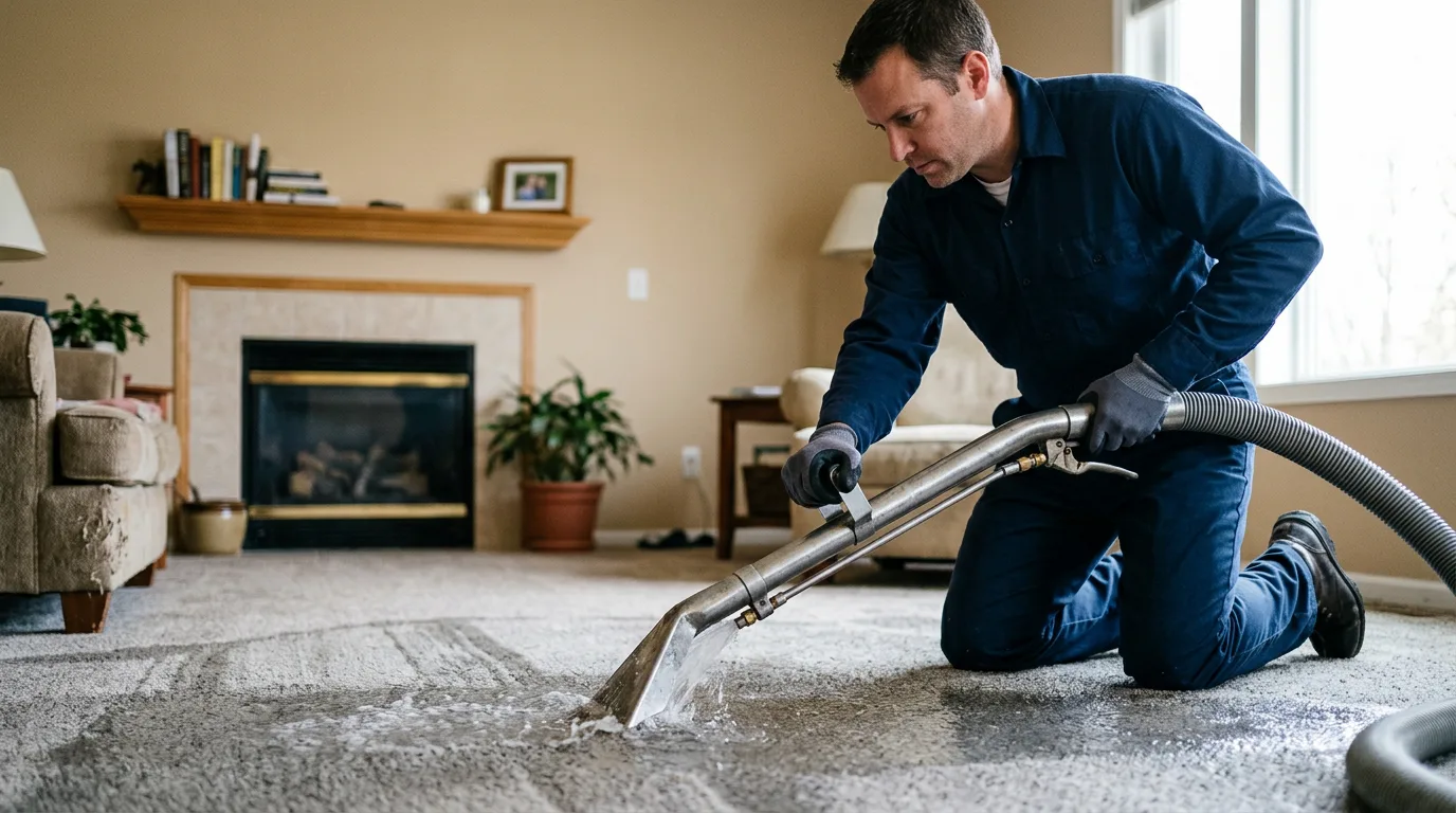 Water damage restoration technician working near Hazelhurst, WI